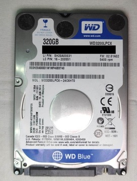 Dysk twardy HDD 2.5" WD 320GB WD3200LPCX 850h