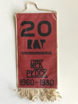 MPK Płock 20 lat proporczyk PRL 
