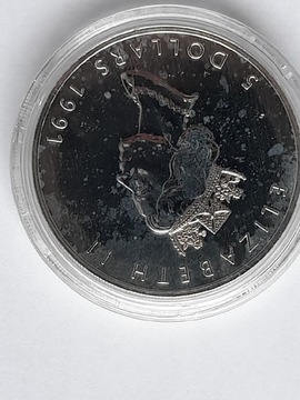 Kanadyjski Liść Klonowy 1991 1oz Maple Leaf Silver