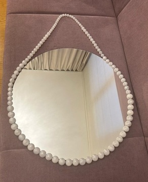 Lustro wiszące okrągłe Kare Design 50 cm Perła Pearl Białe