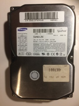 Dysk IDE ATA 40GB Samsung SV4012H + taśma