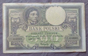 Banknot 500zł - 1919r.