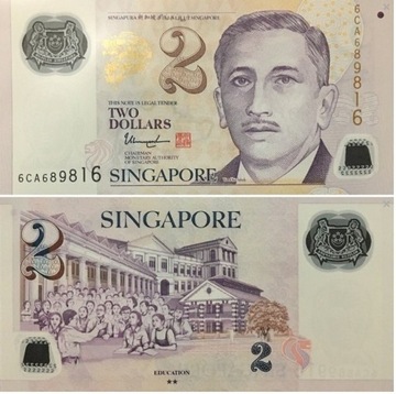 Singapur 2 Dolary P-46i 2016 POLIMER UNC 