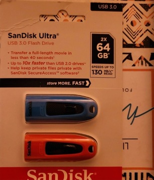 Pendrive SanDisk 2x64GB Ultra (USB 3.0) 130 MB/s 