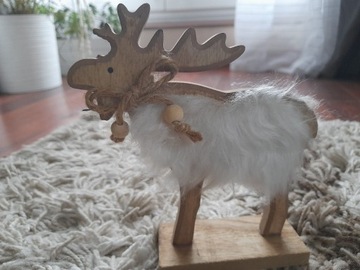 Renifer świąteczny z drewna figurka 
