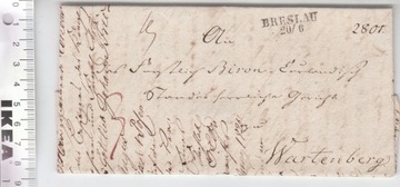 Niemcy BRESLAU List koperta dokument 1825