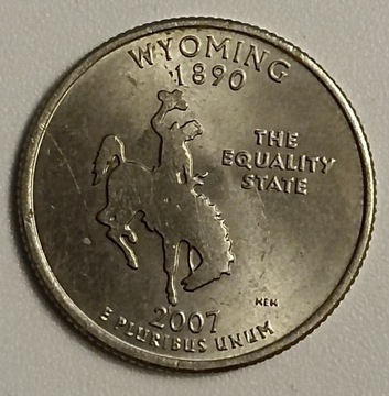 Rzadka Moneta USA QUARTER WYOMING 25 CENTÓW 2007