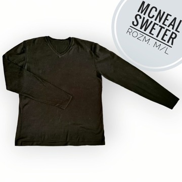 McNeil czarny sweter cienki bawełna w serek M/L