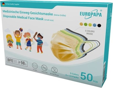  3-warstwowe maski dla dzieci, Mix Kolor  50szt 