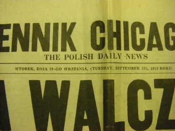 Gazeta,Dziennik Chicagowski z 19.09.1939r.!!!