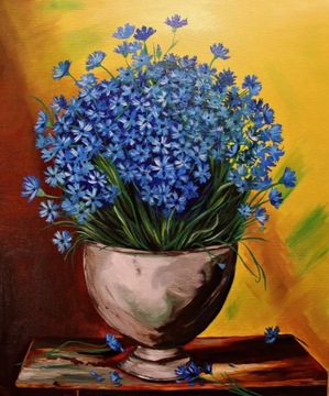 Obraz olejny na płótnie kwiaty 70×60 cm