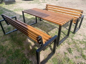 Meble ogrodowe Loft komplet 2 ławki + stolik / Nowoczesne meble