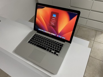 Apple MacBook Pro 15, Intel Core i7, Dysk SSD 256GB, MacOS Ventura