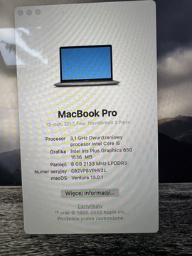 MacBook Pro 13’ 2017 rok
