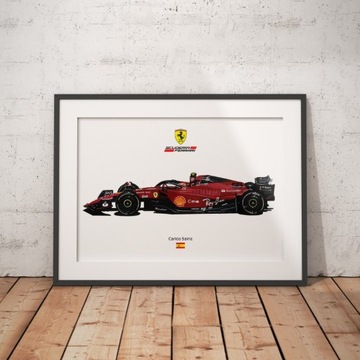 Plakat Print Formuła 1 Ferrari F1-75 #55 Carlos Sainz F1 A3