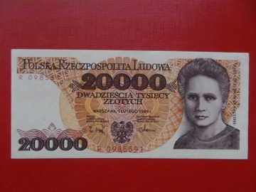 20000 zł Skłodowska 1989 seria R aUNC