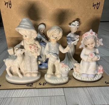 figurki ceramiczne vintage Tajwan 5 sztuk piękne 