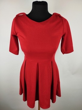 Czerwona sukienka z krótkim rękawem Miso M