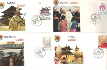 JAN PAWEŁ II, Korea, koperty 5 szt. Papież JP II