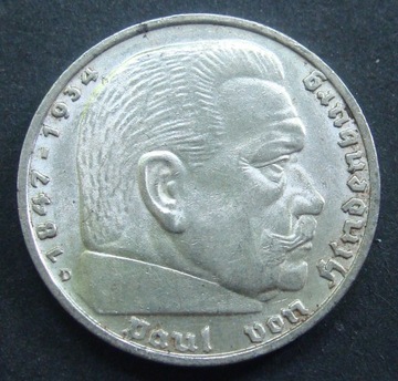 5 Marek 1935 D - Hindenburg. Srebro