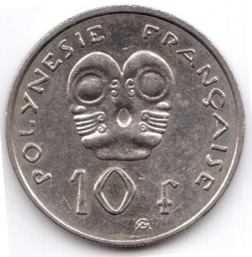 POLINEZJA FRANCUSKA 10 franków 2008, KM#8a