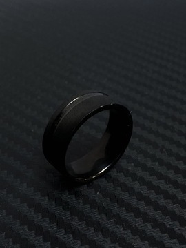 Pierścień Czarny Obrączka 19mm Śr. Sygnet Ring