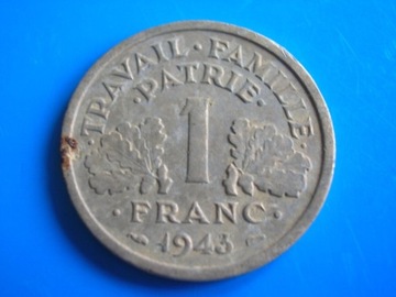 Francja 1 franc frank 1943 Etat Francais