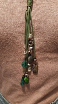 Naszyjnik zielony sznurek
