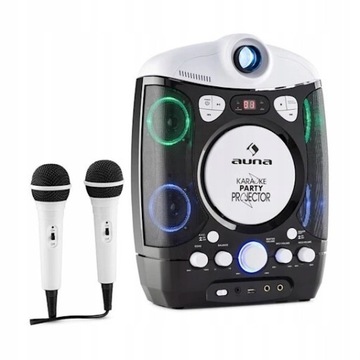 Zestaw Karaoke Projektor Mikrofon Biały Czarny USB