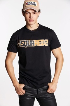Dsquared2 t-shirt black color orange grafic roz.XL