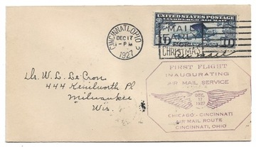 Pierwszy lot, USA, Cincinnati-Chicago 17.12.1927