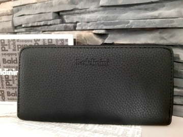 Oryginalny nowy skórzany portfel Baldinini czarny