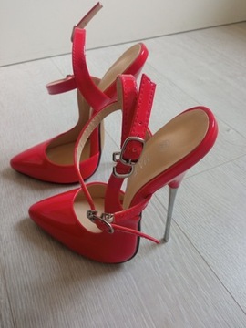 Szpilki obcasy 36 czerwone high heels fetysz