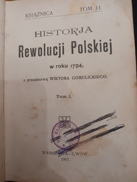 Książka Historja Rewolucji Polskiej w 1794r.