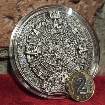 Srebrny numizmat moneta AZTEC SUN STONE 2oz KOMSCO