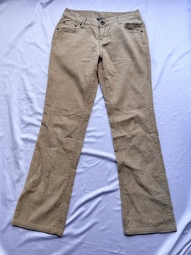 Beżowe spodnie sztruksowe prosta nogawka vintage