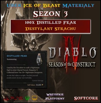 Diablo 4 Sezon 3 100x Distilled Fear Ice of Beast
