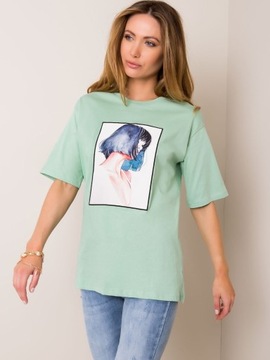 Miętowy t-shirt Girl RUE PARIS rozmiar L/40