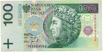 III RP 100 ZŁOTYCH 1994 SERIA YB W. JAGIEŁŁO 