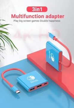 Adapter Hub USB-C z HDMI i USB 3.0 Nintendo Switch
