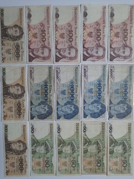 15#N 15 BANKNOTÓW PRL OD 50 ZŁ DO 1000 ZŁOTYCH 