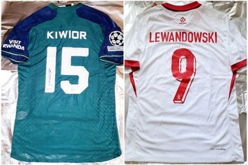 AUTOGRAF koszulka Kiwior Arsenal LM 24 + GRATIS koszulka Lewandowski Polska