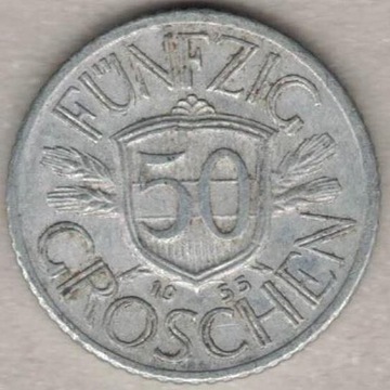 Austria 50 groschen groszy 1955 22 mm nr 2