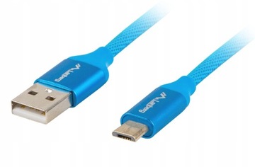 Kabel Lanberg USB - microUSB typ B 1 m niebieski