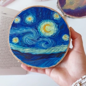 Ręcznie malowany plaster brzozy "Starry Night" 