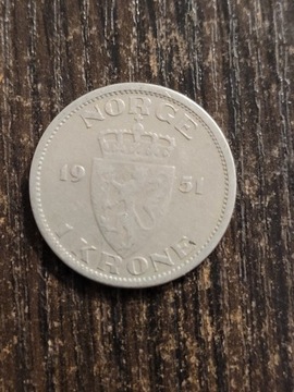 Norwegia 1951r 1 korona