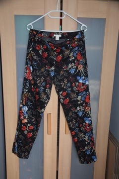 H&M spodnie wzorzyste floral kwiaty S