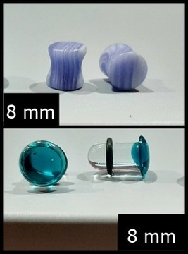 PLUG do uszu, piercing SZKŁO KAMIEŃ 8 mm 