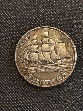 5 złotych 1936 statek żaglowiec Polska Stara moneta wykopki monet