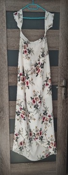 Sukienka kopertowa z rozcięciem maxi kwiaty XL 